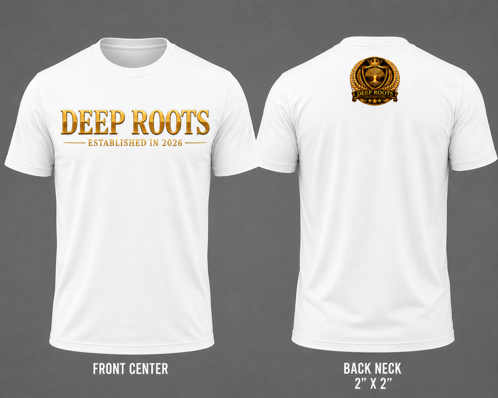Deep Roots Established Tee – White & Mirror Gold Edition