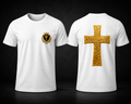 Crowned In Purpose Cross Tee – White & Mirror Gold Edition