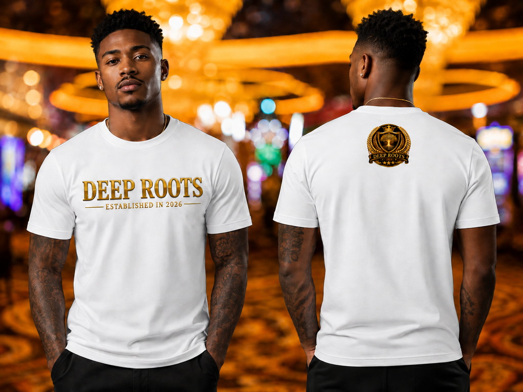 Deep Roots Established Tee – White & Mirror Gold Edition
