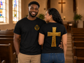 Crowned In Purpose Cross Tee – Black & Mirror Gold Edition