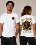 Deep Roots Legacy Crest Tee – White & Mirror Gold Edition