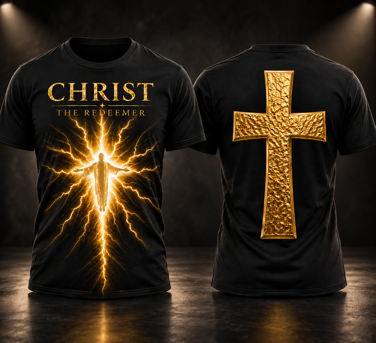 Crowned In Purpose "Christ The Redeemer" Tee Black & Gold